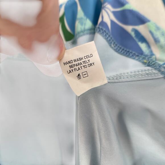 Xirena Orion Blue Sail Tropical Floral One Piece Shoulder Tie Swimsuit Medium - Picture 10 of 14